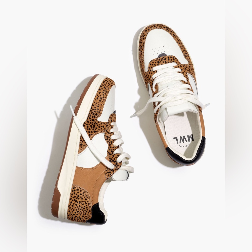 Madewell Court Sneakers in spotted calf hair amber brown multi